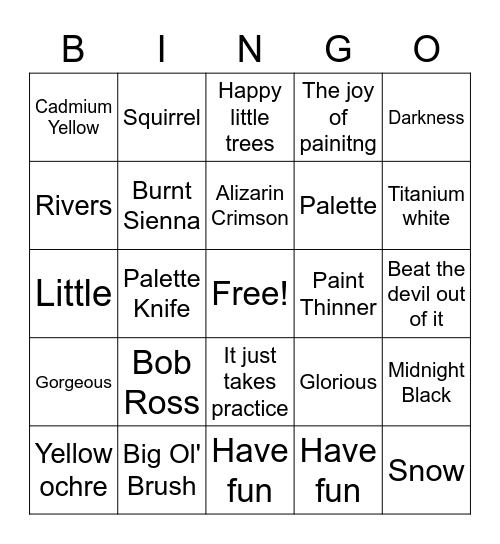 Bob Ross Bingo Card