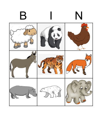 Animal Bingo Card