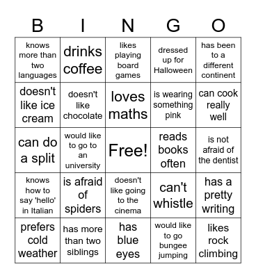 Find someone who... Bingo Card
