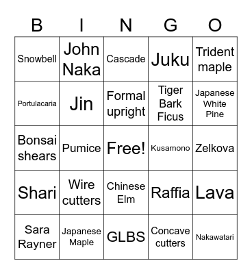 BONSAI BINGO Card