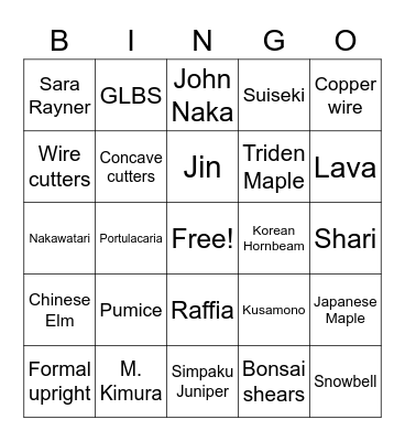BONSAI BINGO Card