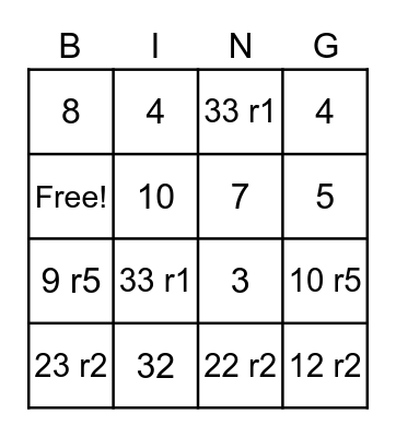 Division Word Problem Solve Bingo Card