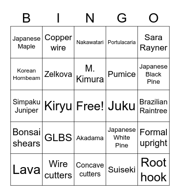 BONSAI BINGO Card