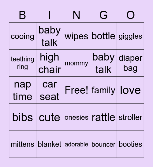 Baby Gallagher Bingo Card