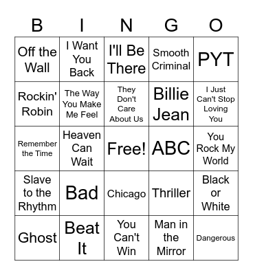 MJ Bingo Card