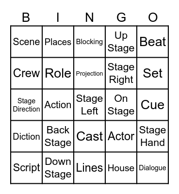 Theater Vocab Bingo Card