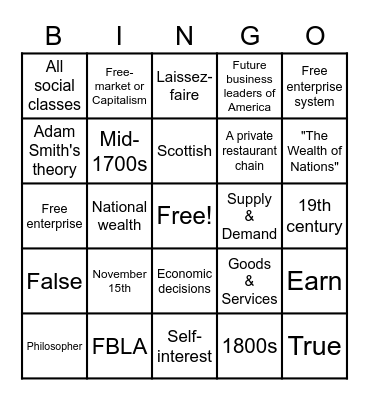 American Enterprise Day!! Bingo Card