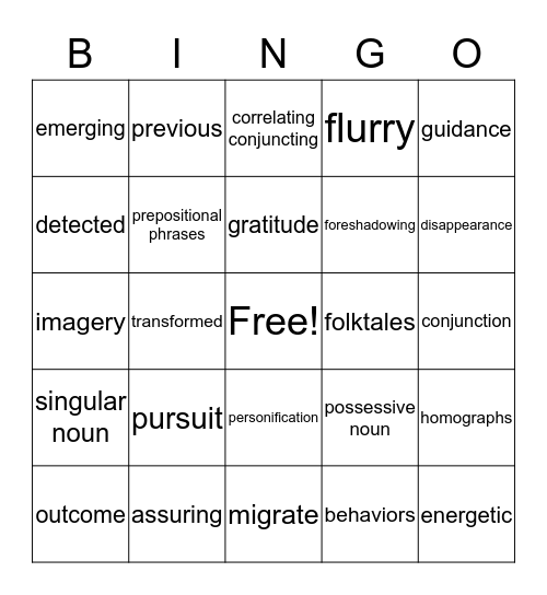 kylie's Bingo Card