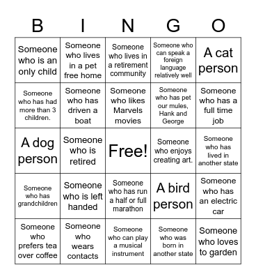 D&L Volunteer Human Bingo Card