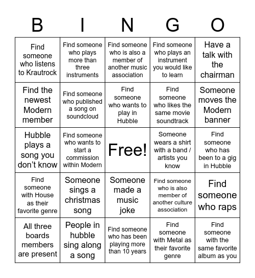 Special Modern Drink Bingo Card