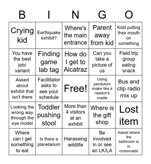 Floor Bingo Card