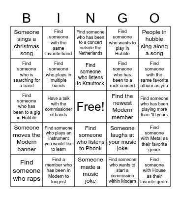 Modern Special Drink Bingo Card