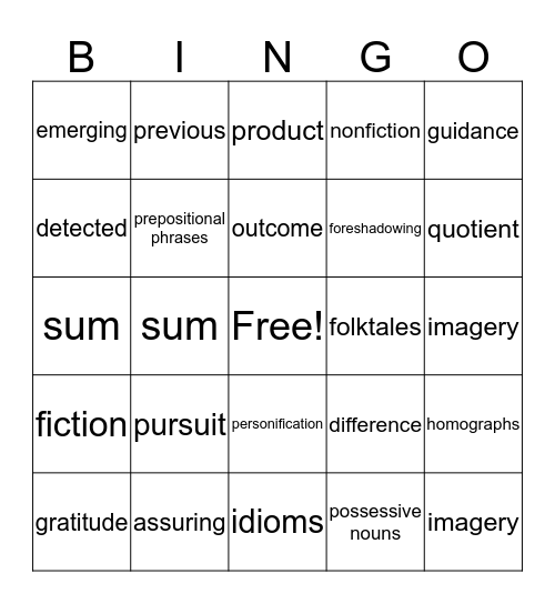 Joanaie's  Bingo Card