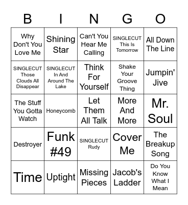 Vinyl Bingo Sponsored by SingleCut Bingo Card