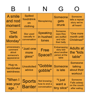 Thanksgiving Family BinGOBBLE Bingo Card