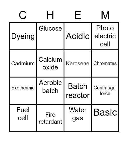 Chem bridge Bingo Card