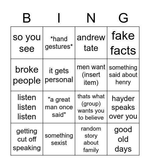 Sociology Bingo Card