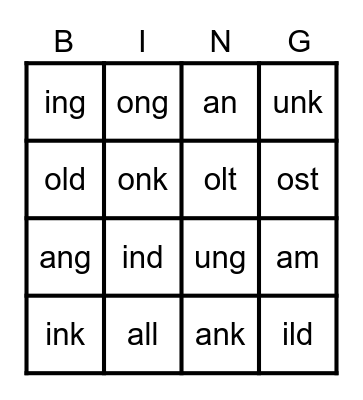 glued sounds Bingo Card