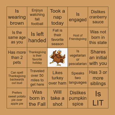 Thanksgiving: Find Someone Who... Bingo Card
