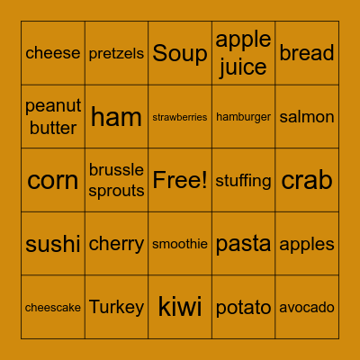 Food Bingo! Bingo Card