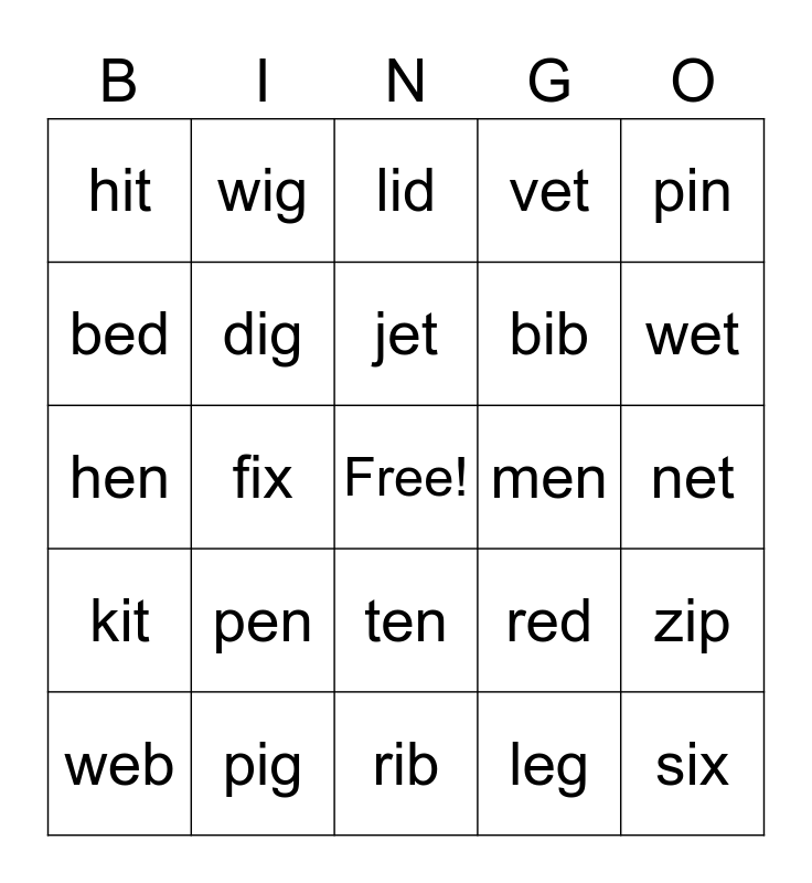short-e-and-short-i-bingo-card