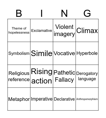 Part 2 Bingo Card