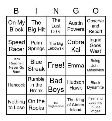 27 - MOVIES Bingo Card