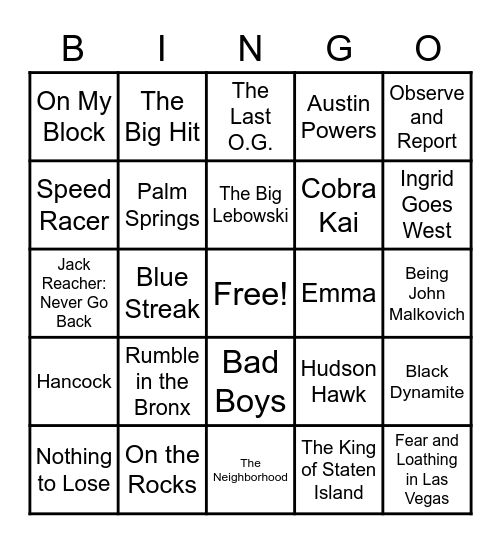 27 - MOVIES Bingo Card