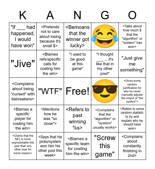 KANGO Bingo Card