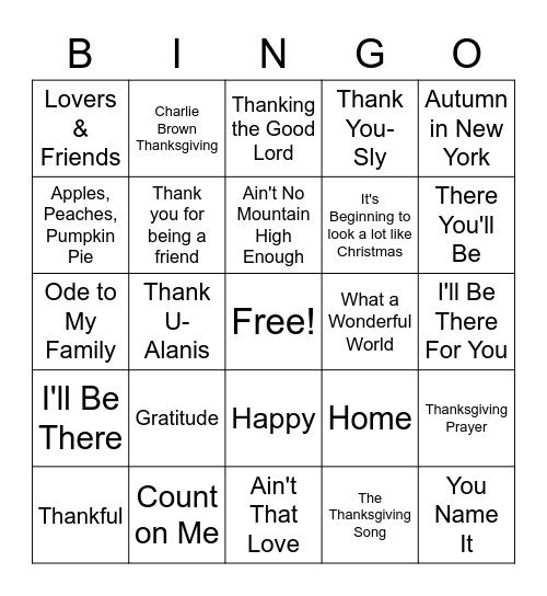 SINGO BINGO 1 Bingo Card