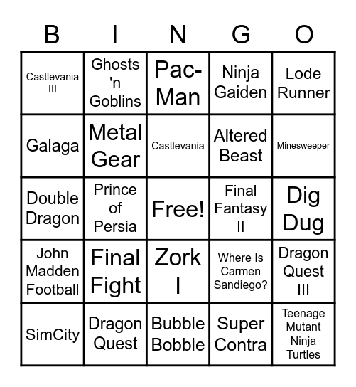 27 - 1980s VIDEO GAMES Bingo Card