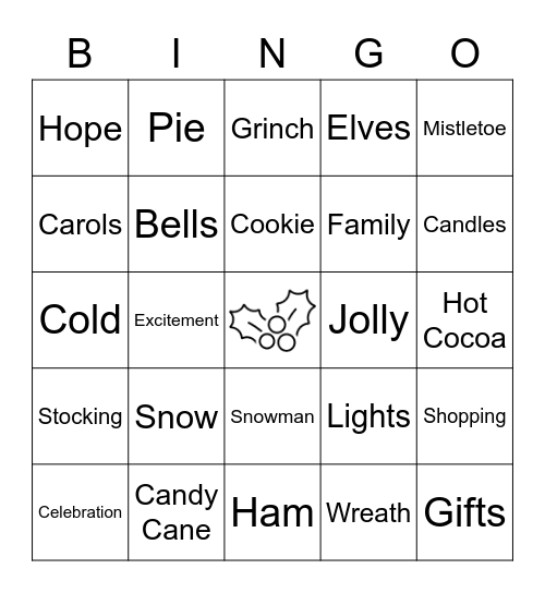 Holiday Bingo - 620 Bingo Card