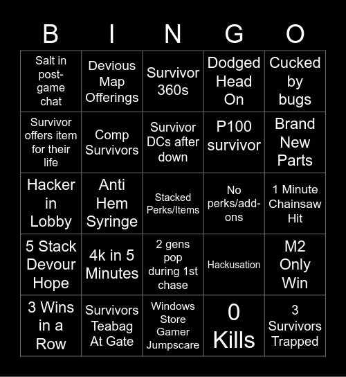 Killer Bingo Card