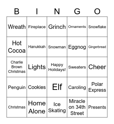 Holiday Bingo Card