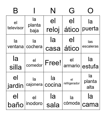 Vocaulario de un Casa III Bingo Card