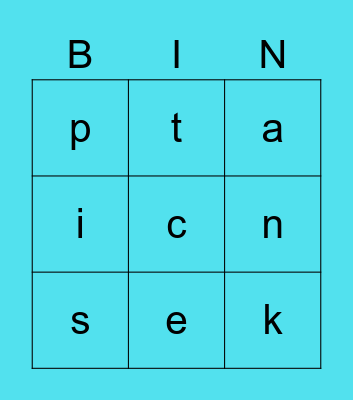 Letter names and sounds Bingo Card