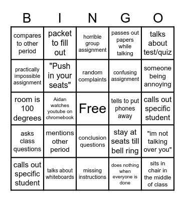 biology 8 bingo Card