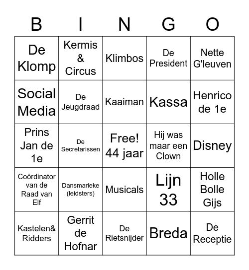 4 x 11 Jaar  -  De Turftrappers Bingo Card