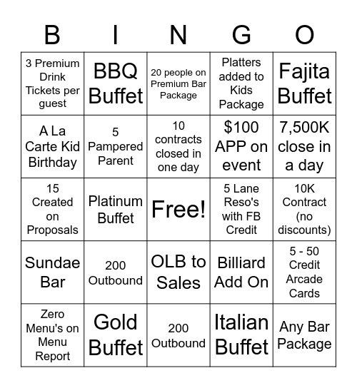 OC Bingo Competition Bingo Card