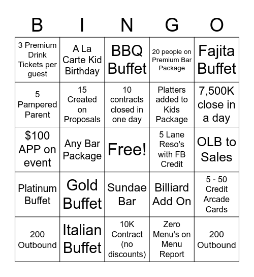 OC Bingo Competition Bingo Card