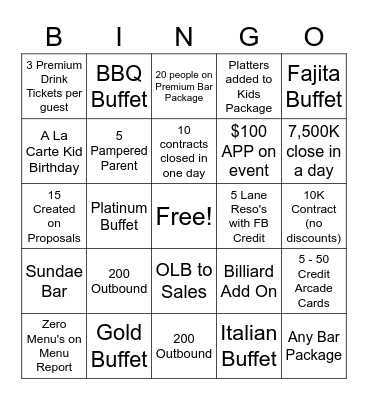 OC Bingo Competition Bingo Card