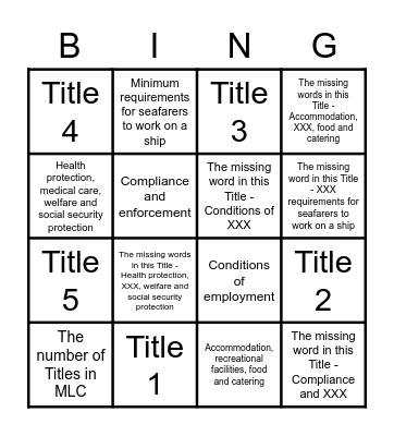MLC Title Bingo Card