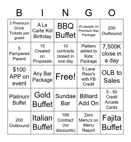 OC Bingo Competition Bingo Card