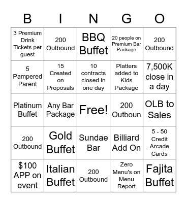 OC Bingo Competition Bingo Card