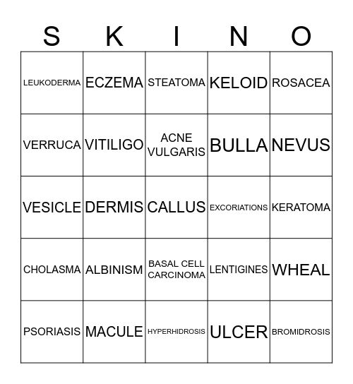 SKINO Bingo Card