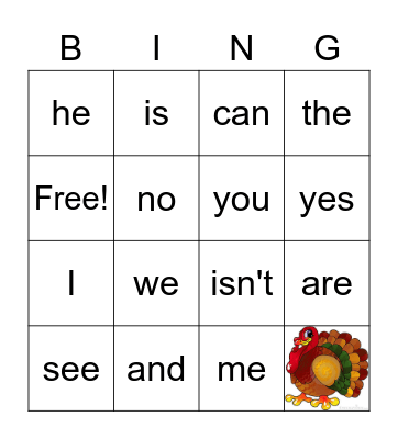 Beginning SIPPS Lesson 1-14 Bingo Card