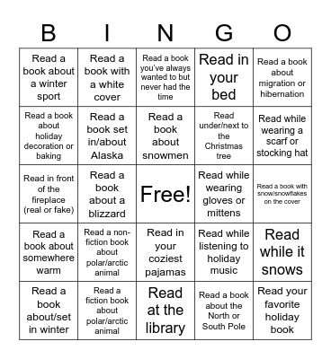 Winter Reading Bingo Card