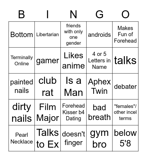 Men To Not Catch Feelings For Bingo Card