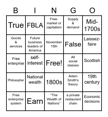 American Enterprise Day!! Bingo Card