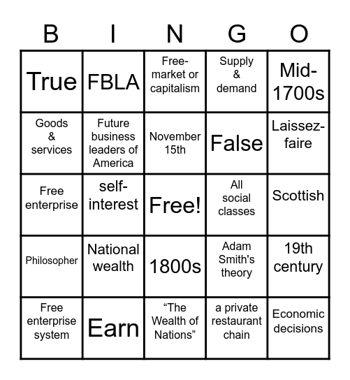 American Enterprise Day!! Bingo Card